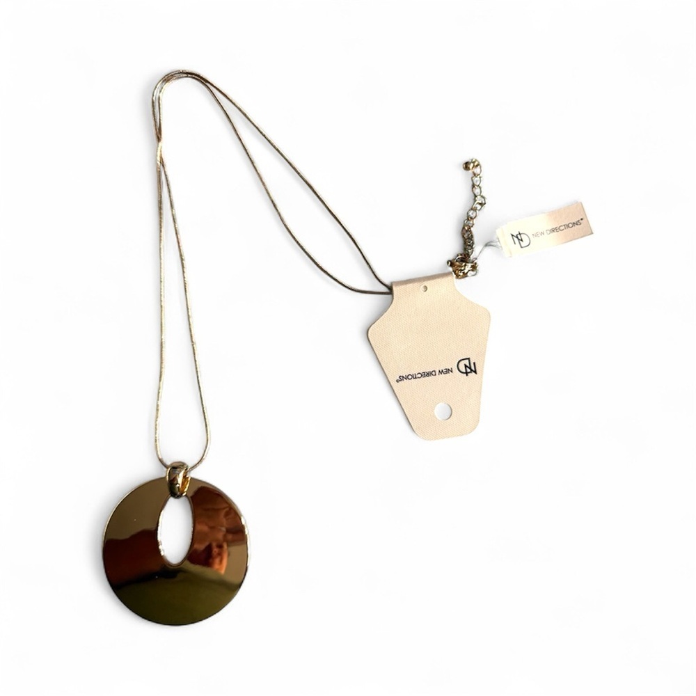 New Directions Gold Large Circular Pendant Chain Necklace. 
New with tags